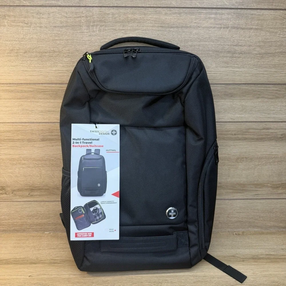 Swissdigital Design Business Travel Backpack Carry On Suitcase 2-in-1 NWT
